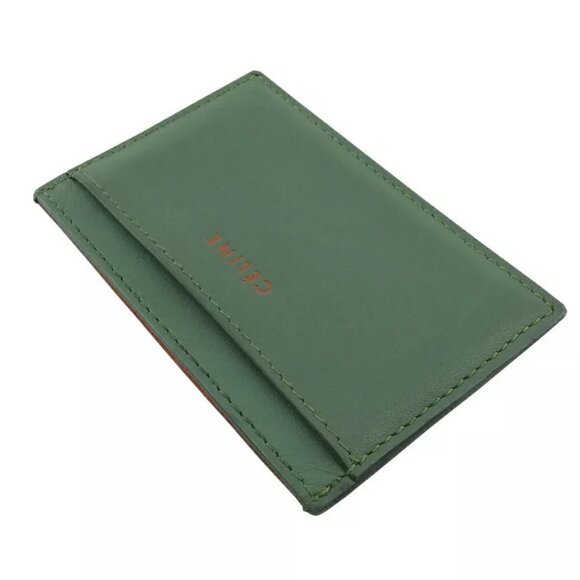 CELINE Card Case Logo Orange Leather Authentic USED - Picture 9 of 16